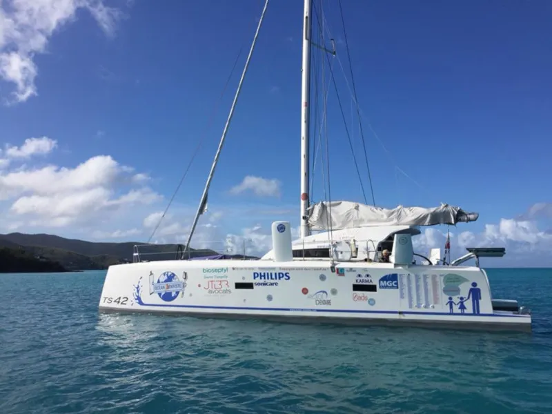 Exterior view of Marsaudon Composites TS 42, a catamaran at Alameda, United States
