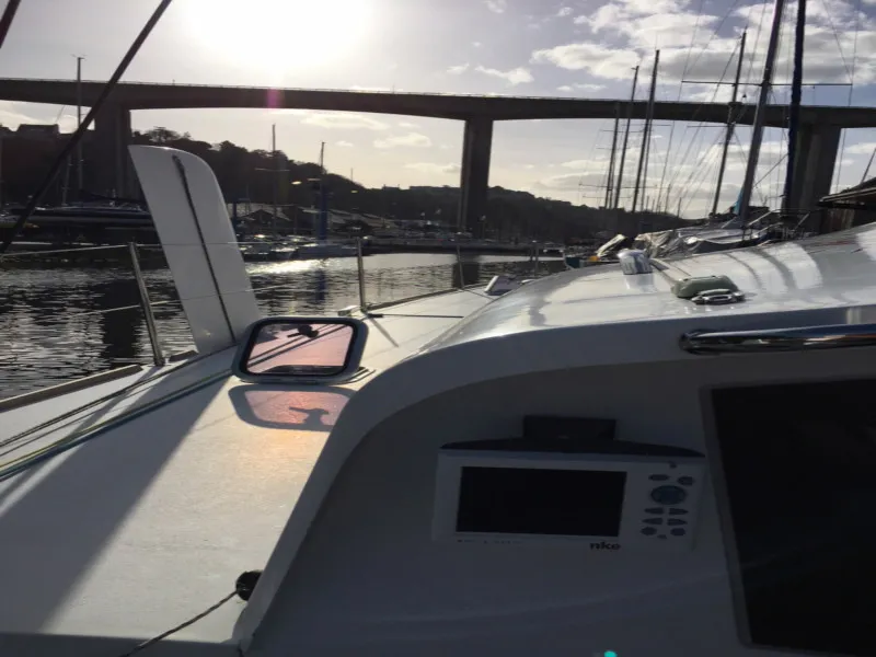 Deck of Marsaudon Composites TS 42, a catamaran at Alameda, United States