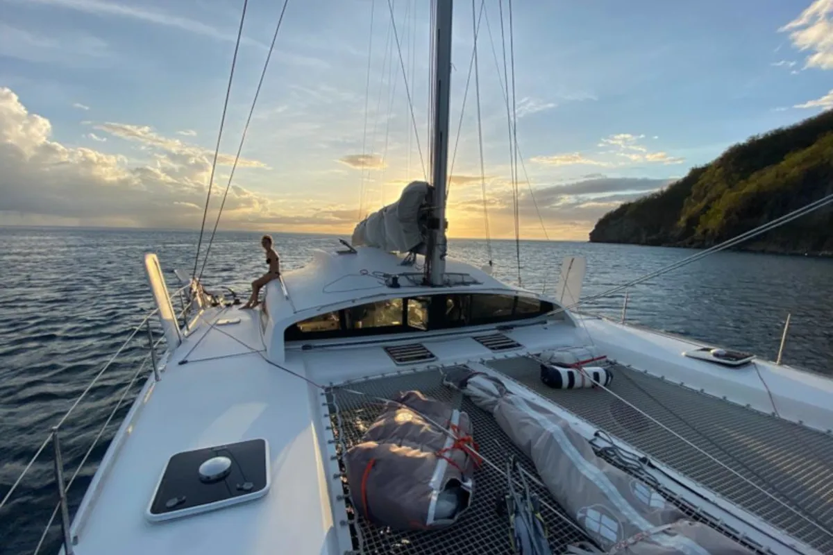 Deck of Marsaudon Composites TS 42, a catamaran at Alameda, United States