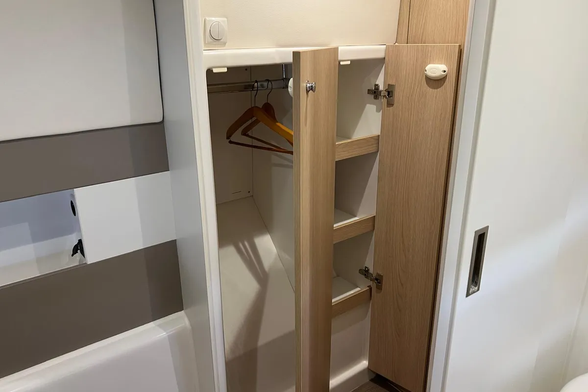 Cabin on Ginevra, a Bali 4.1 catamaran at Capo d'Orlando, Italy