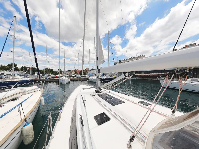 Deck of Bavaria Cruiser 46, a sailboat at Zadar, Croatia