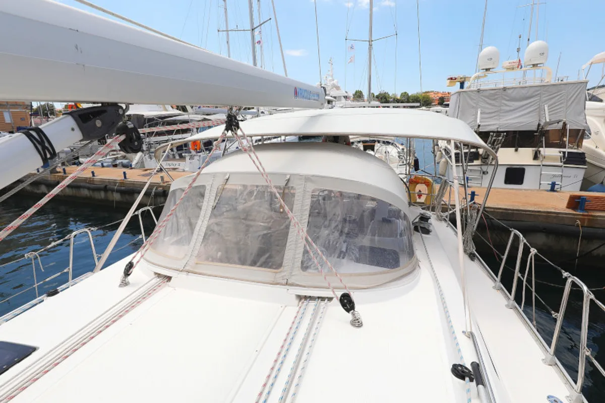 Deck of Bavaria Cruiser 46, a sailboat at Zadar, Croatia
