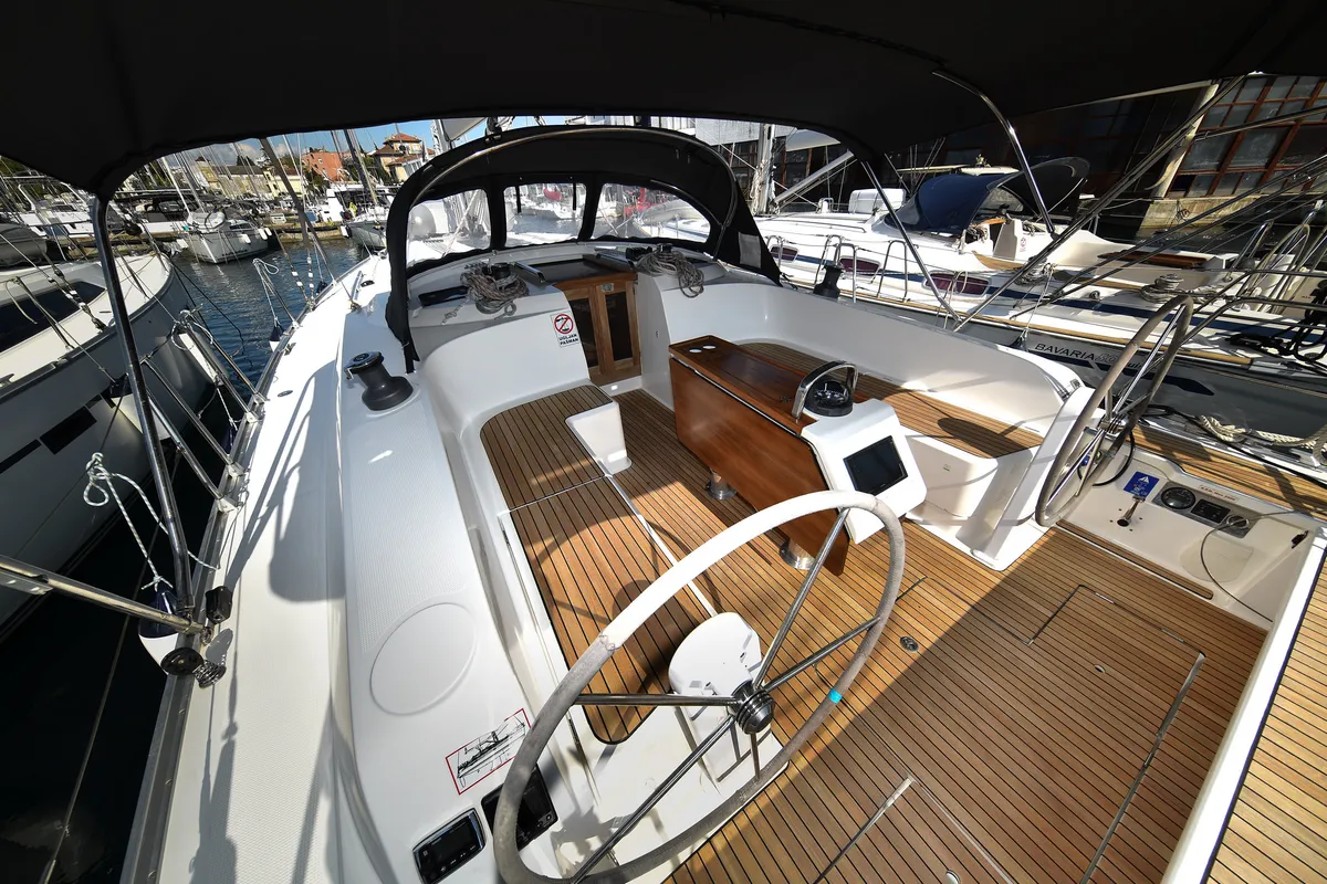 Deck of Bavaria Cruiser 46, a sailboat at Zadar, Croatia