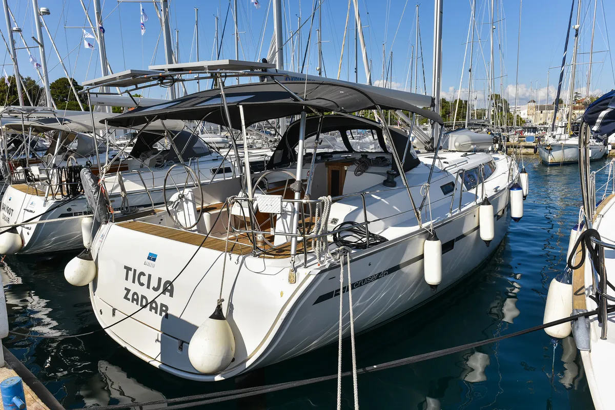 Exterior view of Bavaria Cruiser 46, a sailboat at Zadar, Croatia