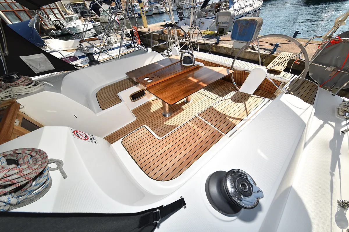 Deck of Bavaria Cruiser 46, a sailboat at Zadar, Croatia