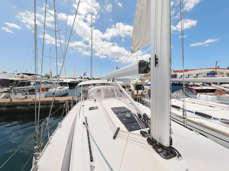 Deck of Bavaria Cruiser 46, a sailboat at Zadar, Croatia