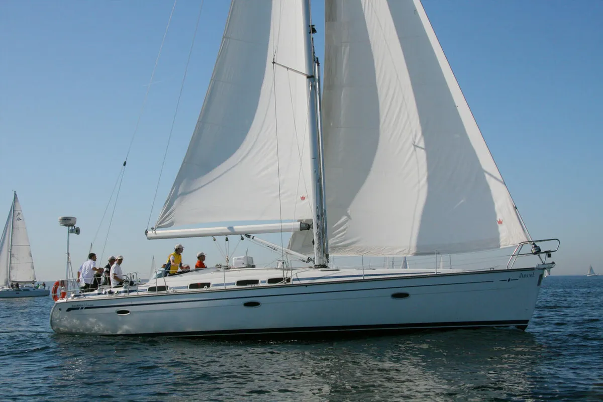 Exterior view of Bavaria 46 Cruiser, a sailboat at Heiligenhafen, Germany
