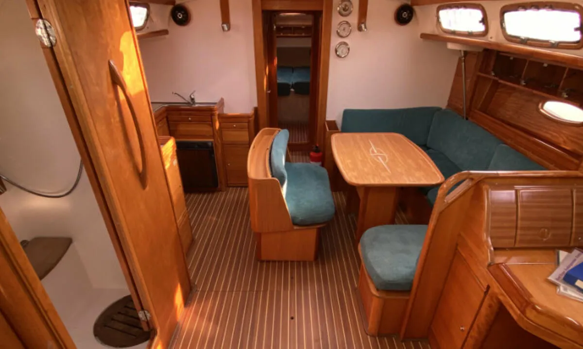 Salon of Bavaria 46 Cruiser, a sailboat at Heiligenhafen, Germany