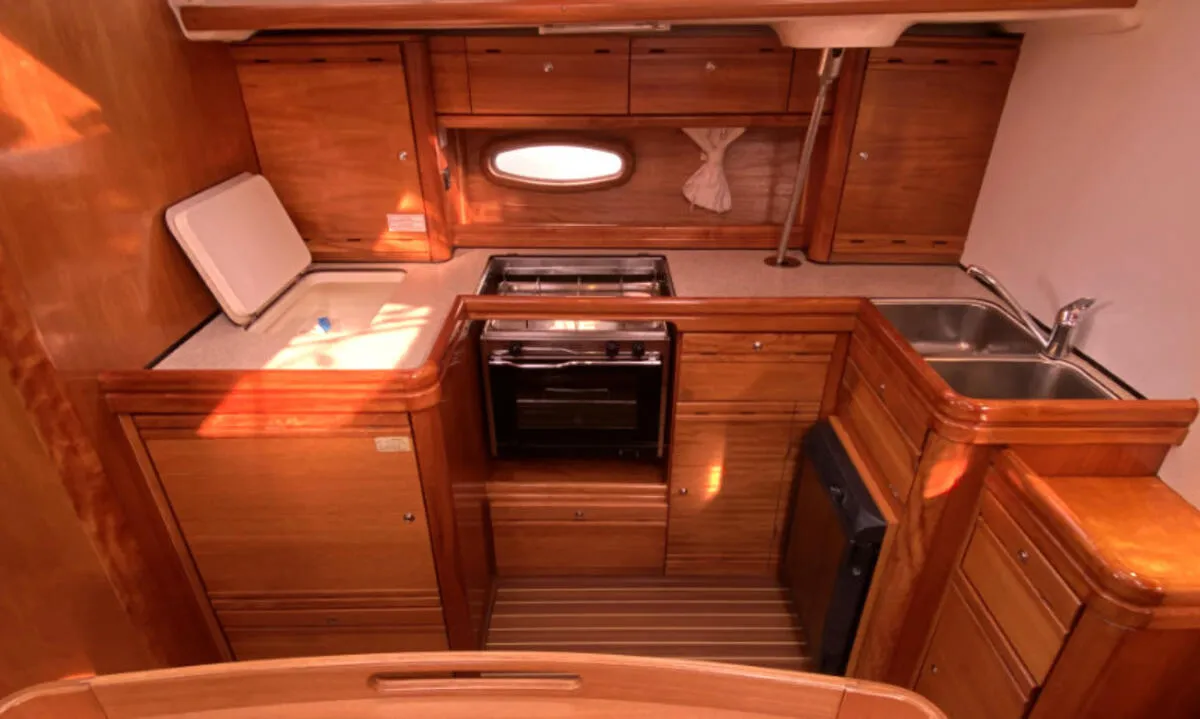 Galley of Bavaria 46 Cruiser, a sailboat at Heiligenhafen, Germany