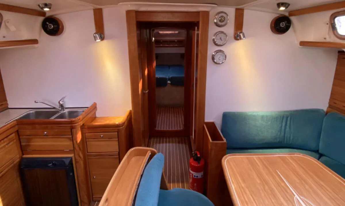 Salon of Bavaria 46 Cruiser, a sailboat at Heiligenhafen, Germany