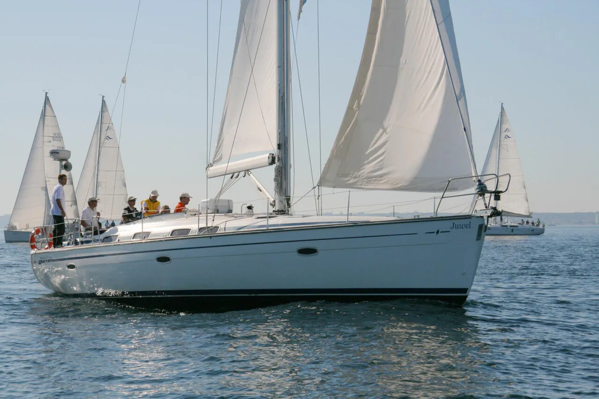 Exterior view of Bavaria 46 Cruiser, a sailboat at Heiligenhafen, Germany