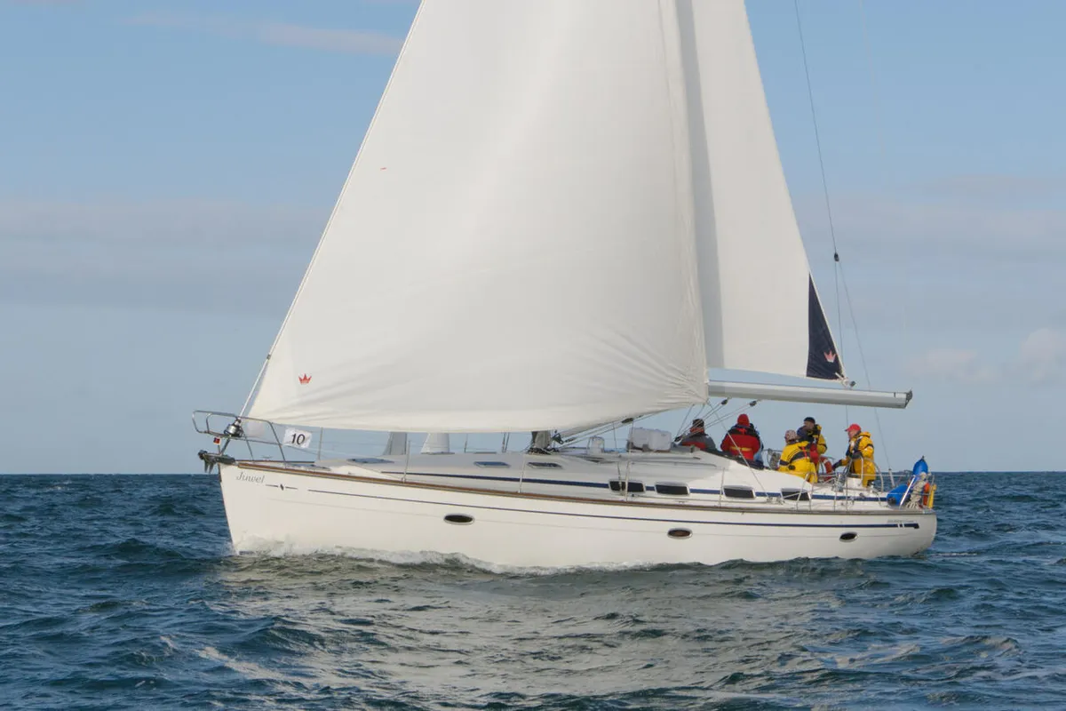 Exterior view of Bavaria 46 Cruiser, a sailboat at Heiligenhafen, Germany