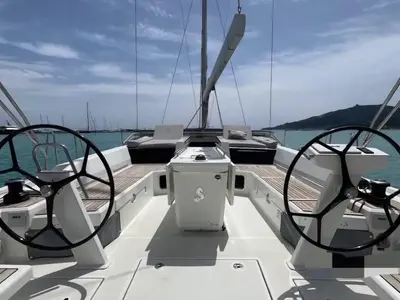 Cockpit of Princess Oceana, a Beneteau Oceanis 51.1 sailboat at Municipal Unit of Ellomenos, Greece
