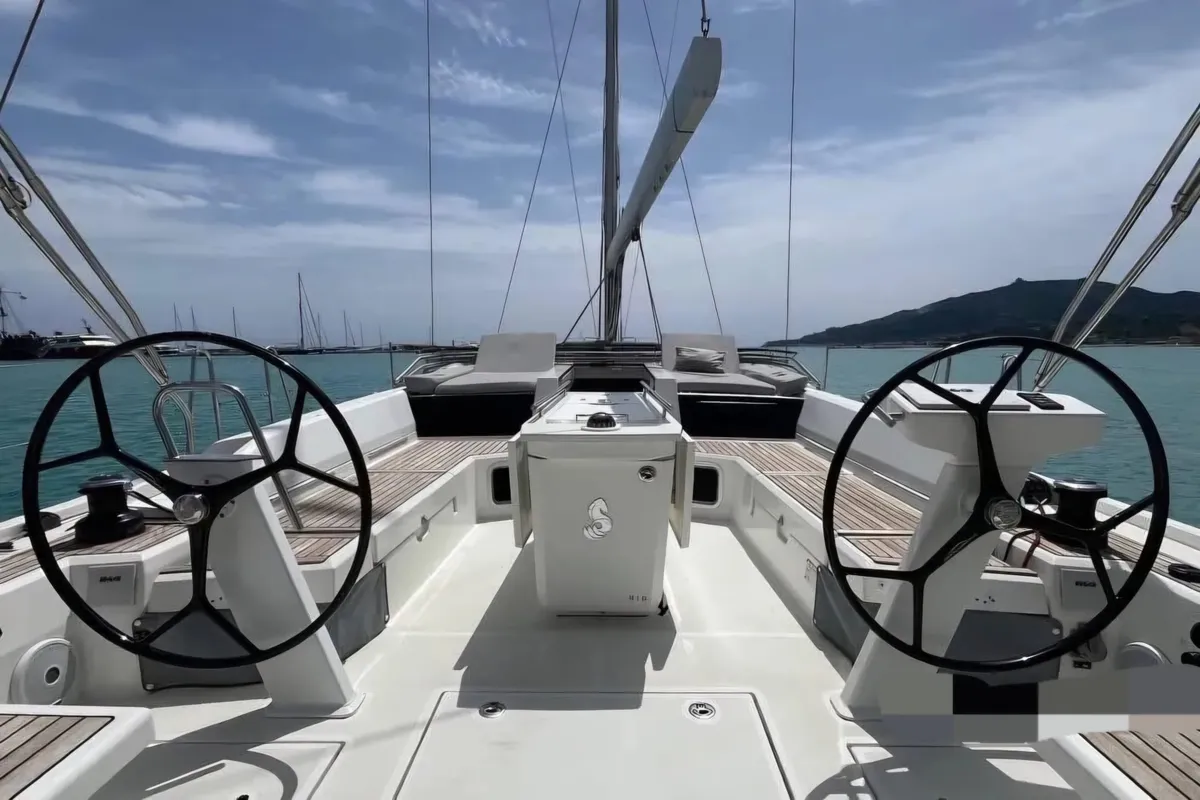 Cockpit of Princess Oceana, a Beneteau Oceanis 51.1 sailboat at Municipal Unit of Ellomenos, Greece