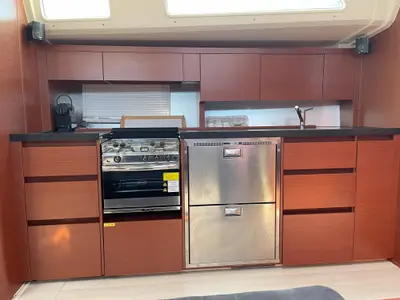 Galley of Medusa II, a Hanse 508 sailboat at Municipal Unit of Lefkada, Greece