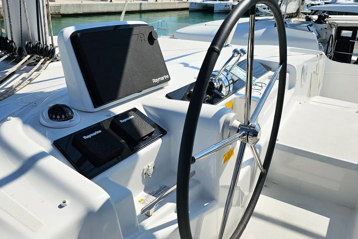 Cockpit of Galeb, a Lagoon 46 catamaran at Seget Donji, Croatia