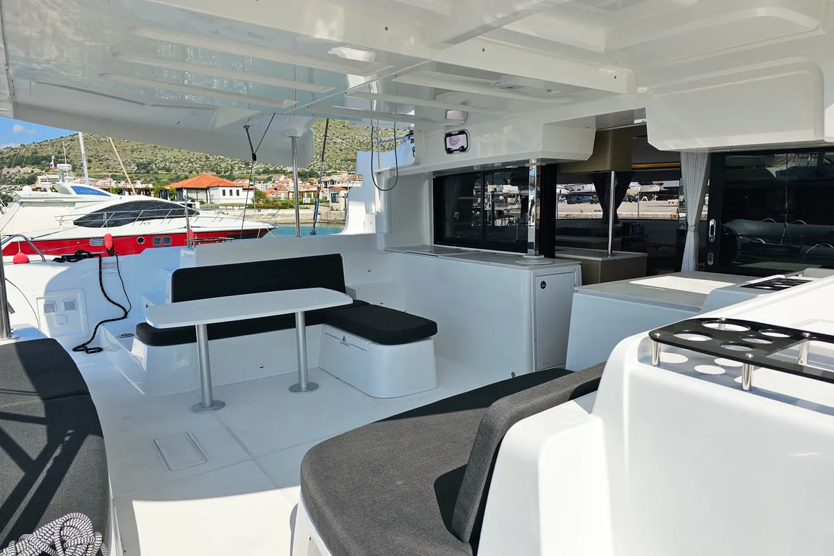Deck of Galeb, a Lagoon 46 catamaran at Seget Donji, Croatia