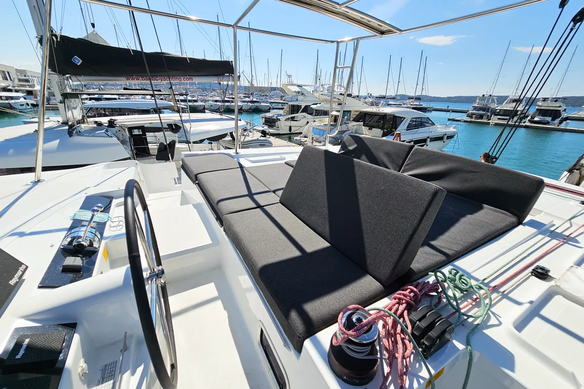 Cockpit of Galeb, a Lagoon 46 catamaran at Seget Donji, Croatia