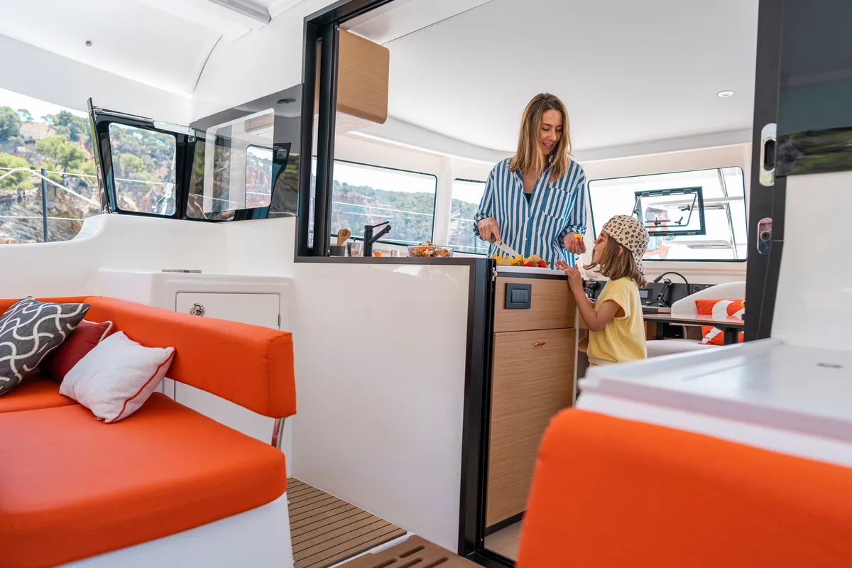 Galley of AQUILA, a Excess 13 catamaran at Municipal Unit of Lefkada, Greece