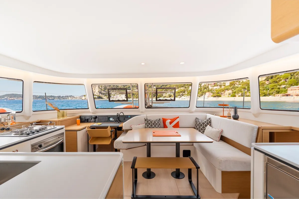 Salon of AQUILA, a Excess 13 catamaran at Municipal Unit of Lefkada, Greece