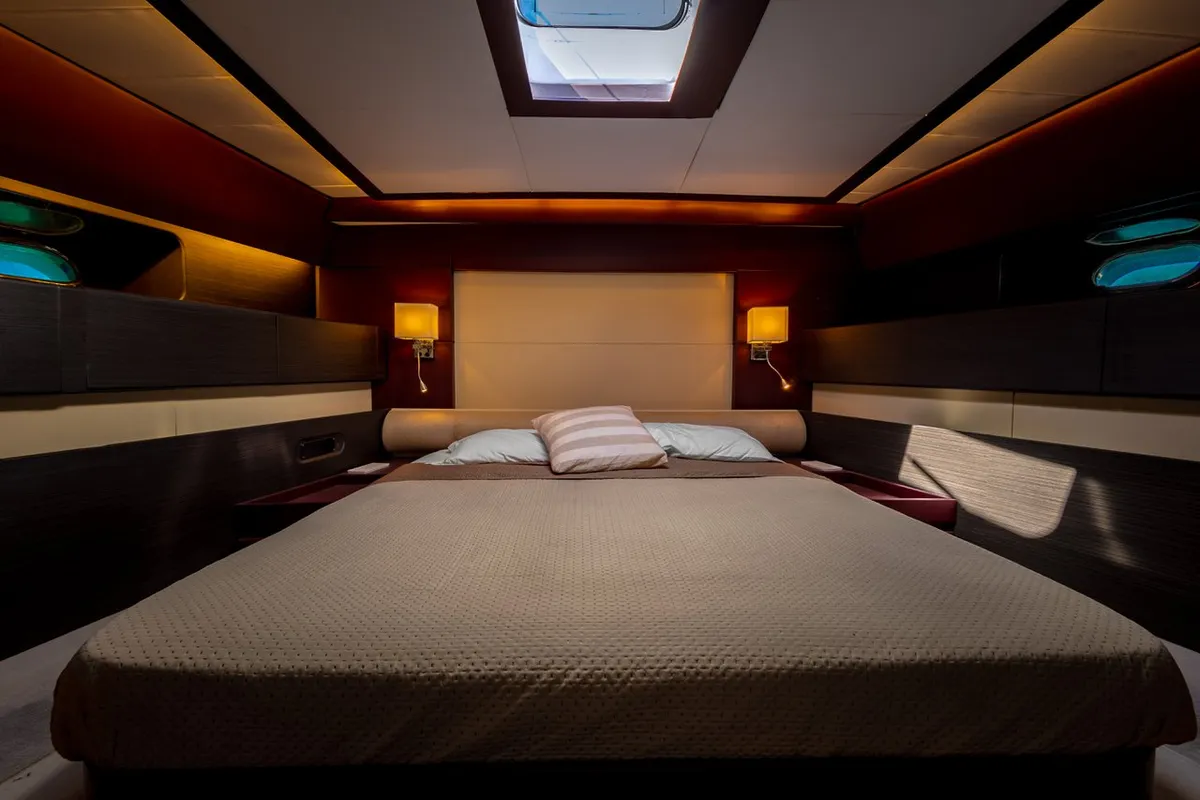 Cabin on Maeva Star, a Leopard 23 motor yacht at Milazzo, Italy