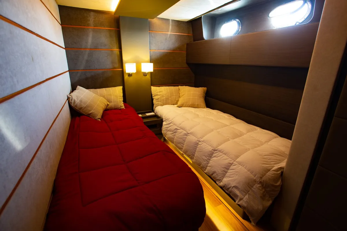 Cabin on Maeva Star, a Leopard 23 motor yacht at Milazzo, Italy