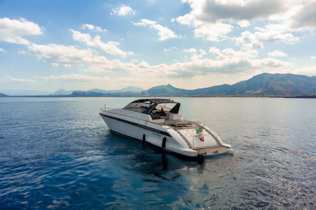 Exterior view of Maeva Star, a Leopard 23 motor yacht at Milazzo, Italy