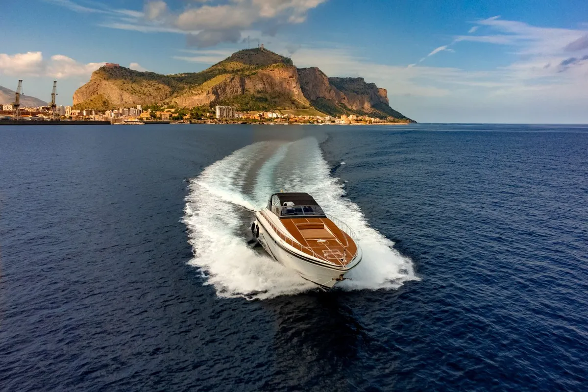 Exterior view of Maeva Star, a Leopard 23 motor yacht at Milazzo, Italy