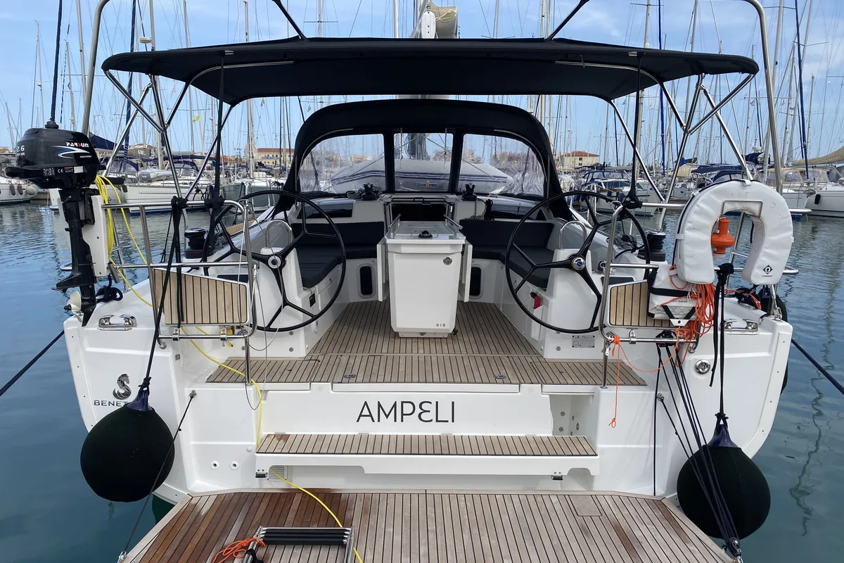 Exterior view of Ampeli, a Beneteau Oceanis 40.1 sailboat at Municipal Unit of Lefkada, Greece