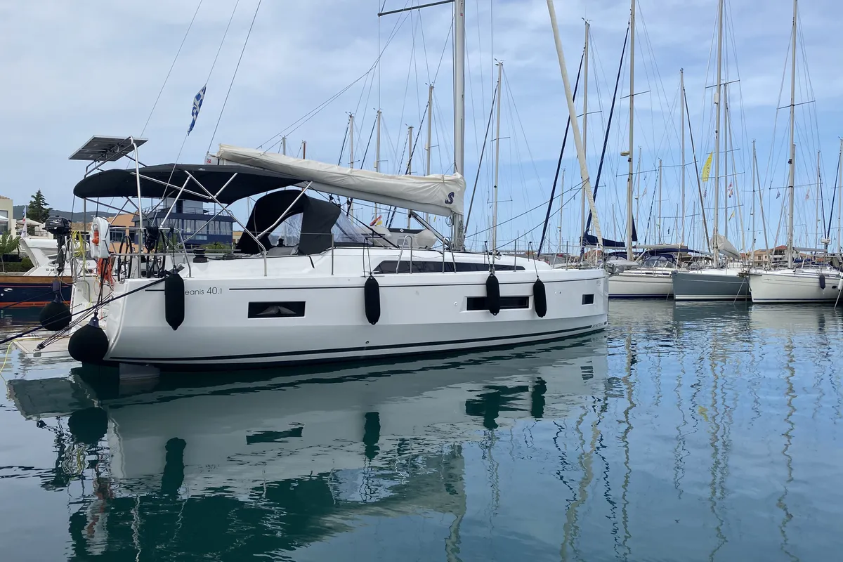 Exterior view of Ampeli, a Beneteau Oceanis 40.1 sailboat at Municipal Unit of Lefkada, Greece