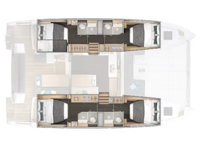 Floor plan of Lagoon 43, a catamaran at Papeete, France