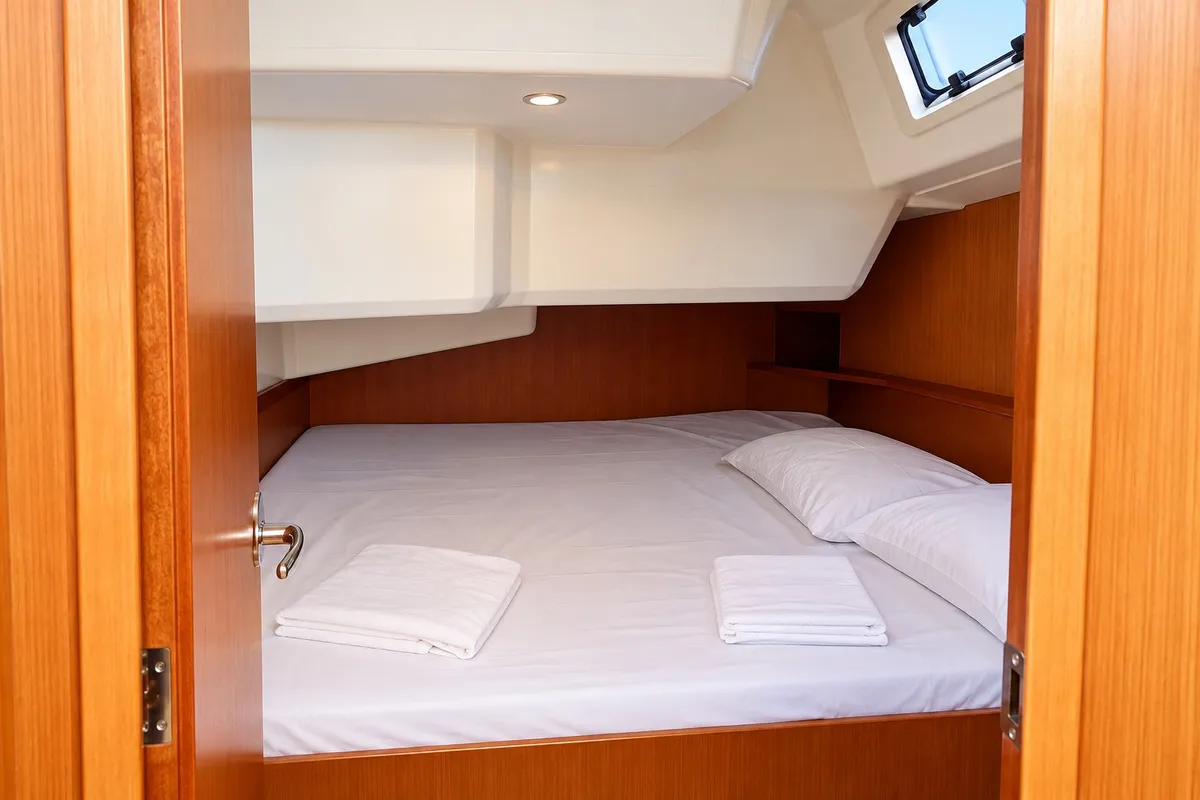 Cabin on Sakura J, a Bavaria 42 sailboat at Punta Ala, Italy
