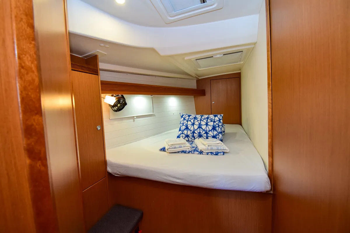 Cabin on MINA, a Bavaria 50 Cruiser sailboat at Marmaris, Turkey
