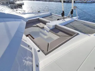 Deck of Libertà - Luxury Catamaran, A/C, Generator, Water maker, Solar panel, a Fountaine Pajot Samana 59 catamaran at Caste…