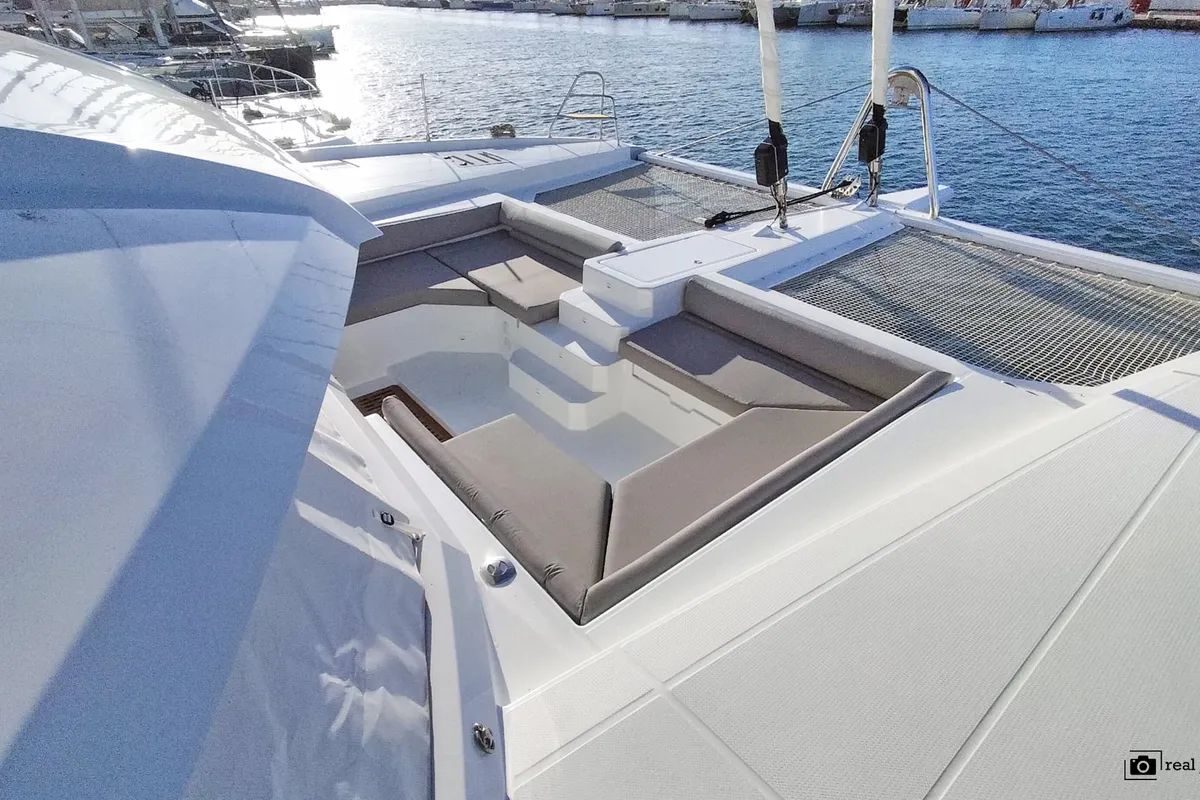 Deck of Libertà - Luxury Catamaran, A/C, Generator, Water maker, Solar panel, a Fountaine Pajot Samana 59 catamaran at Caste…