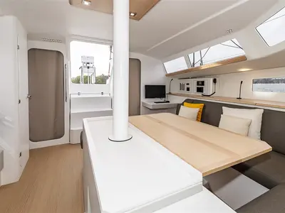 Salon of Ithaka, a Pogo 44 sailboat at Arrecife, Spain