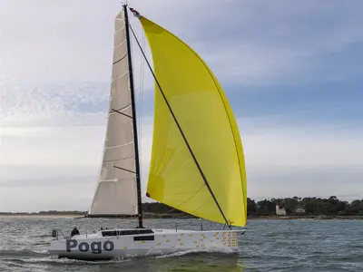 Exterior view of Ithaka, a Pogo 44 sailboat at Arrecife, Spain