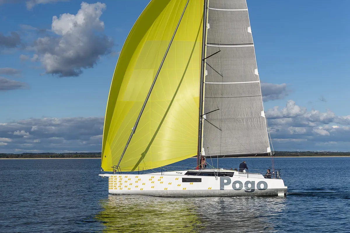 Exterior view of Ithaka, a Pogo 44 sailboat at Arrecife, Spain