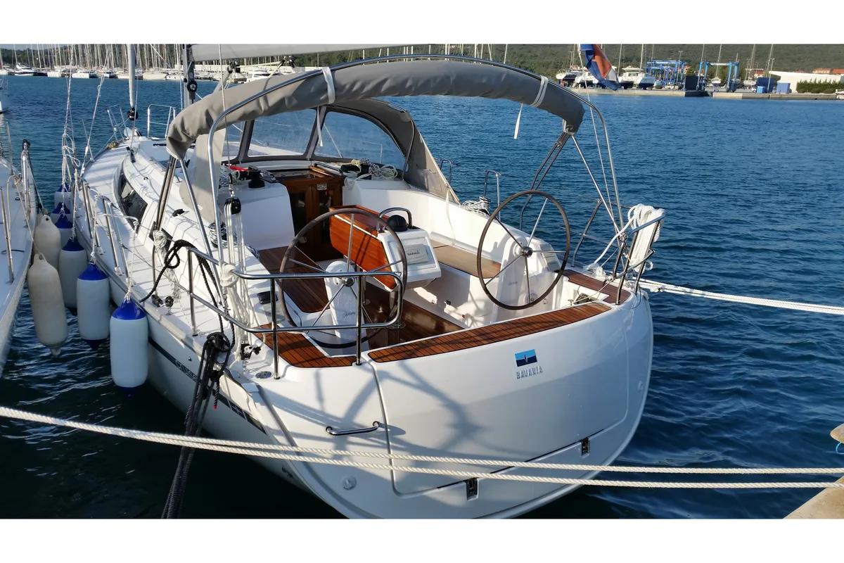 Exterior view of Mišac, a Bavaria Cruiser 37 sailboat at Općina Sukošan, Croatia