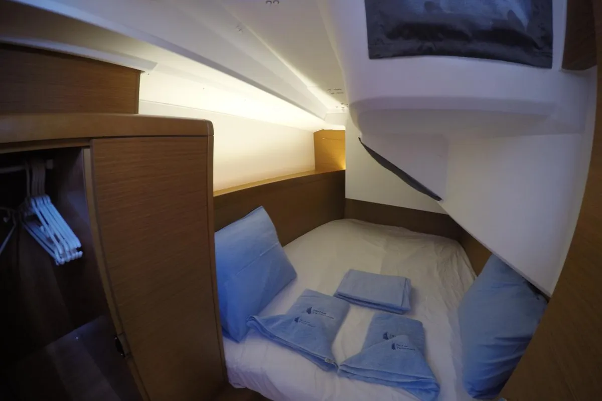Cabin on Sarita, a Jeanneau Sun Odyssey 349 sailboat at Fethiye, Turkey