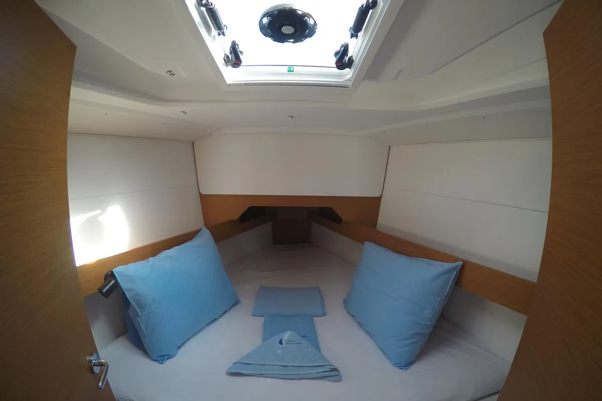 Cabin on Sarita, a Jeanneau Sun Odyssey 349 sailboat at Fethiye, Turkey