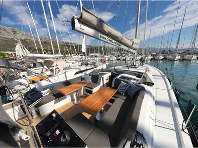 Deck of Bliss, a Hanse 460 sailboat at Grad Biograd na Moru, Croatia