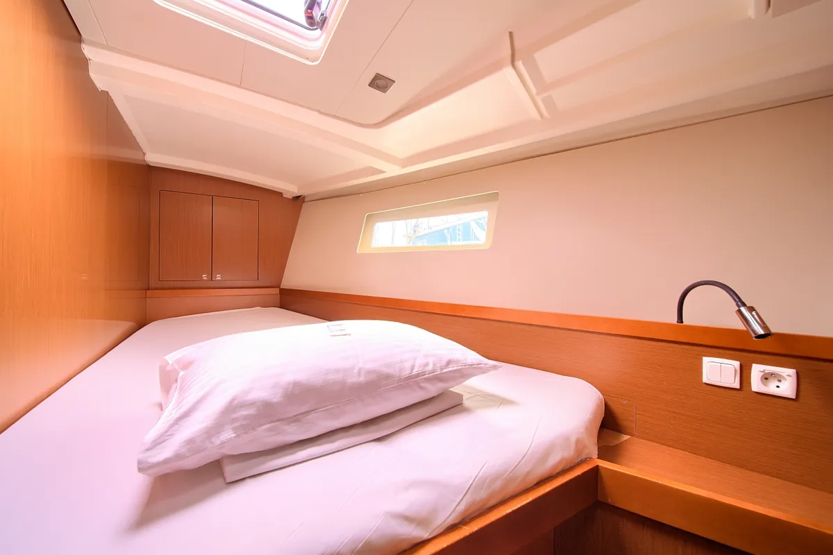 Cabin on Ponente, a Beneteau Oceanis 45 sailboat at Punat, Croatia