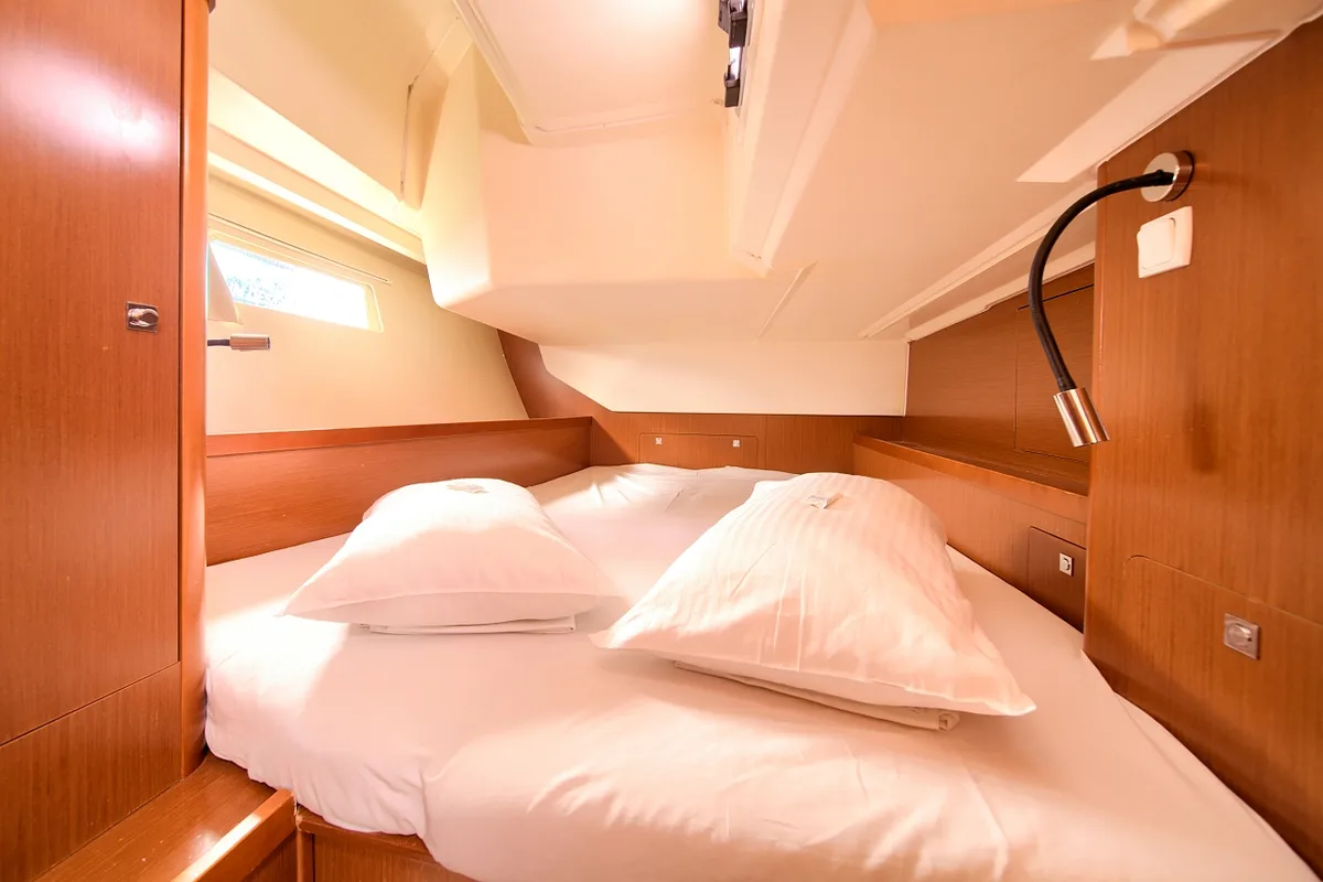 Cabin on Ponente, a Beneteau Oceanis 45 sailboat at Punat, Croatia