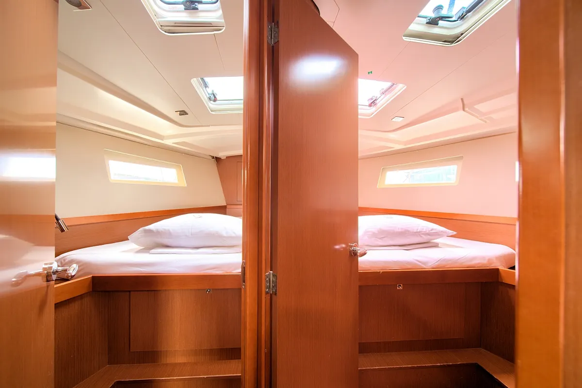 Cabin on Ponente, a Beneteau Oceanis 45 sailboat at Punat, Croatia