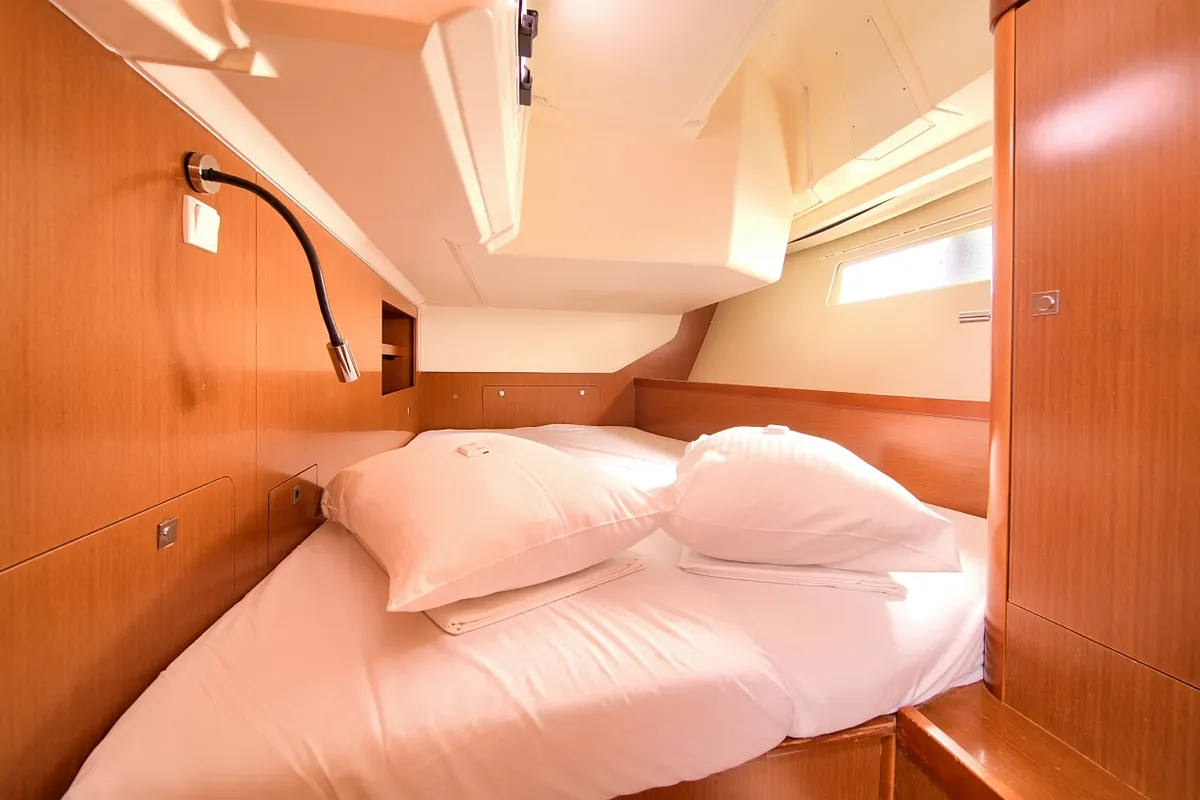 Cabin on Ponente, a Beneteau Oceanis 45 sailboat at Punat, Croatia