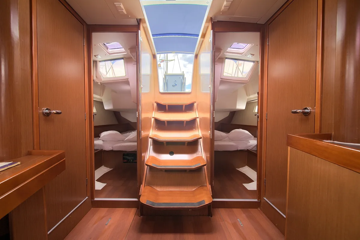 Cabin on Ponente, a Beneteau Oceanis 45 sailboat at Punat, Croatia
