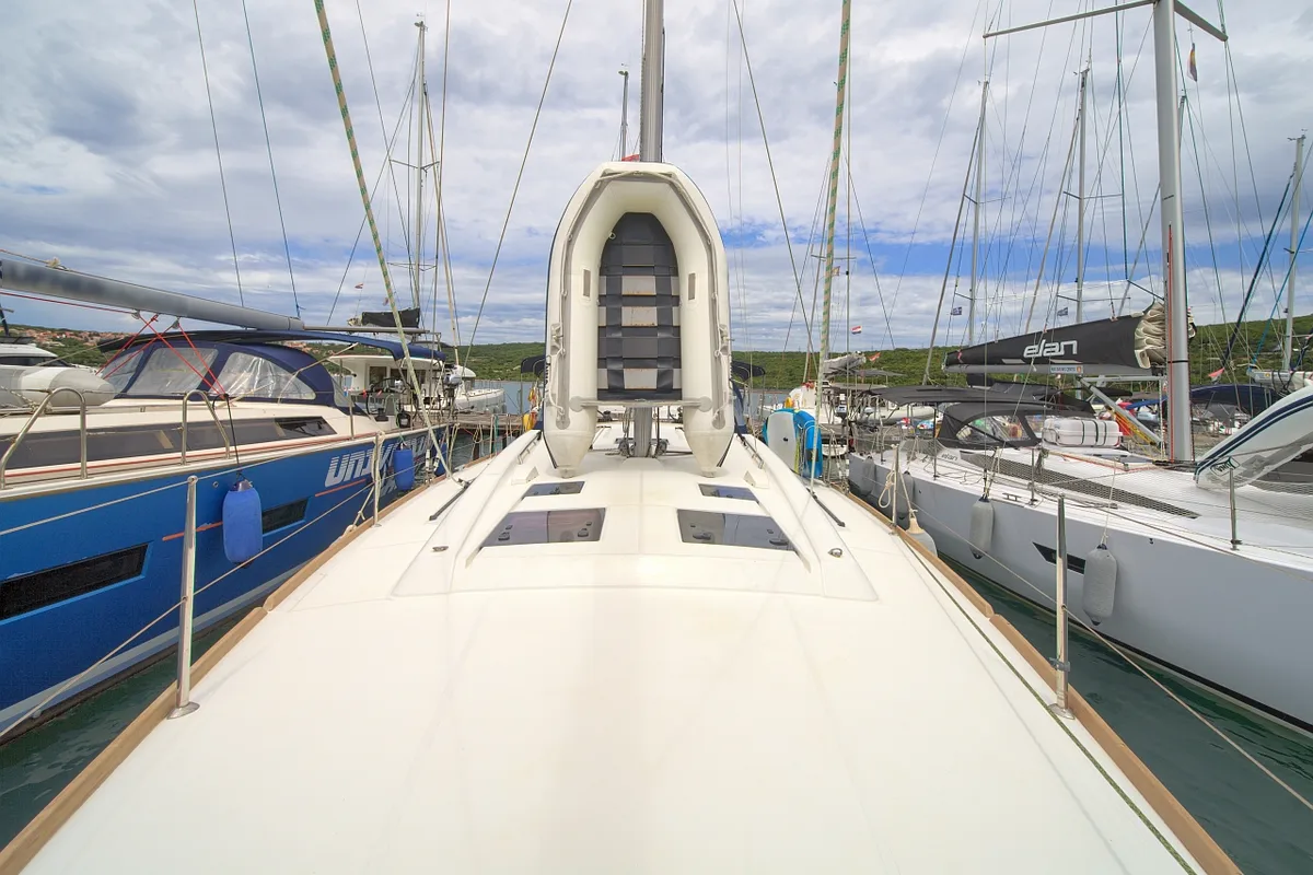 Deck of Ponente, a Beneteau Oceanis 45 sailboat at Punat, Croatia