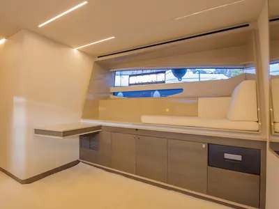 Salon of Journey, a Numarine 62 Flybridge motor yacht at Fethiye, Turkey