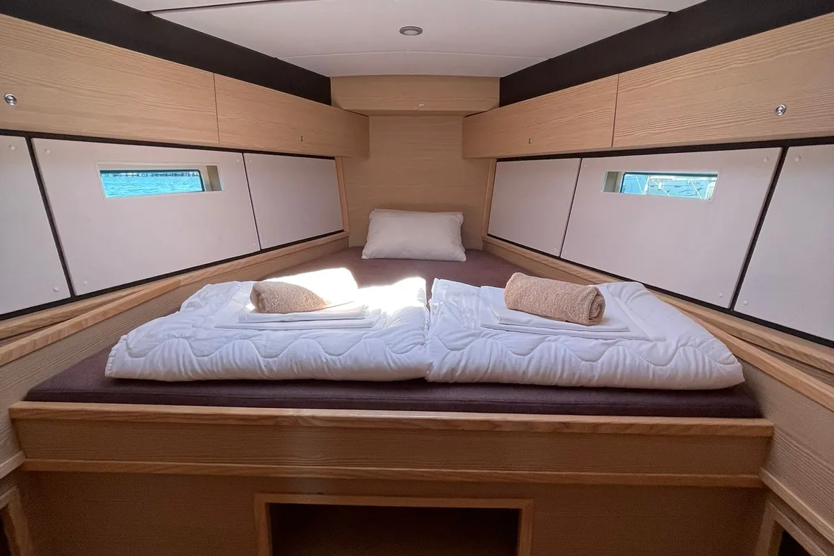 Cabin on Lupela, a D&D Kufner 54 sailboat at Trogir, Croatia